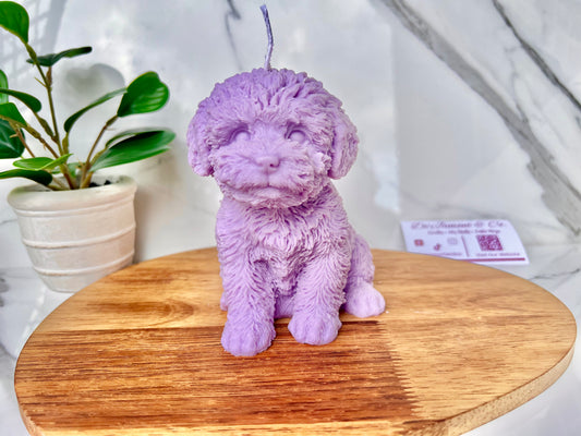 Purple Puppy Candle