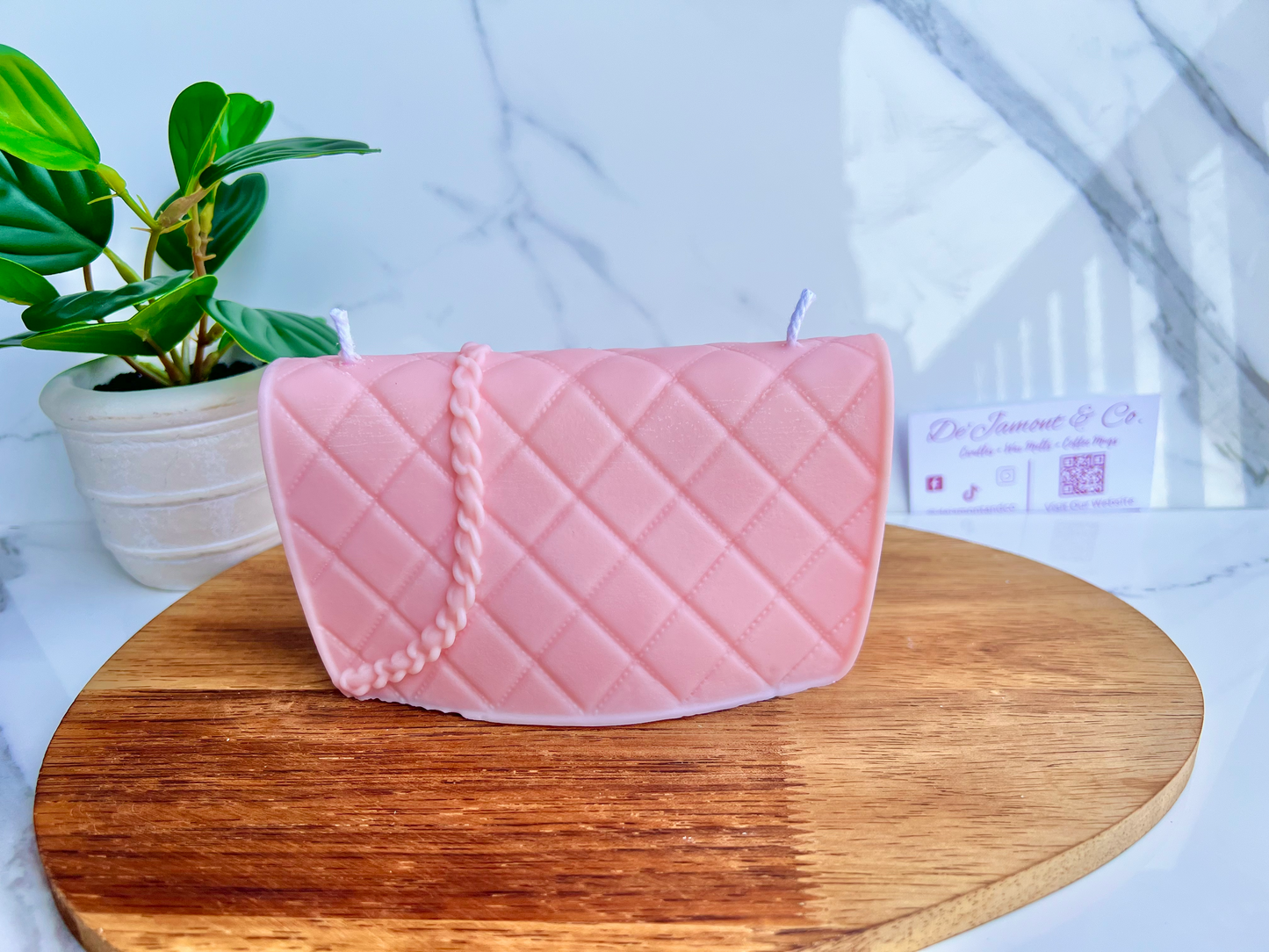 Pink Designer Clutch Candle