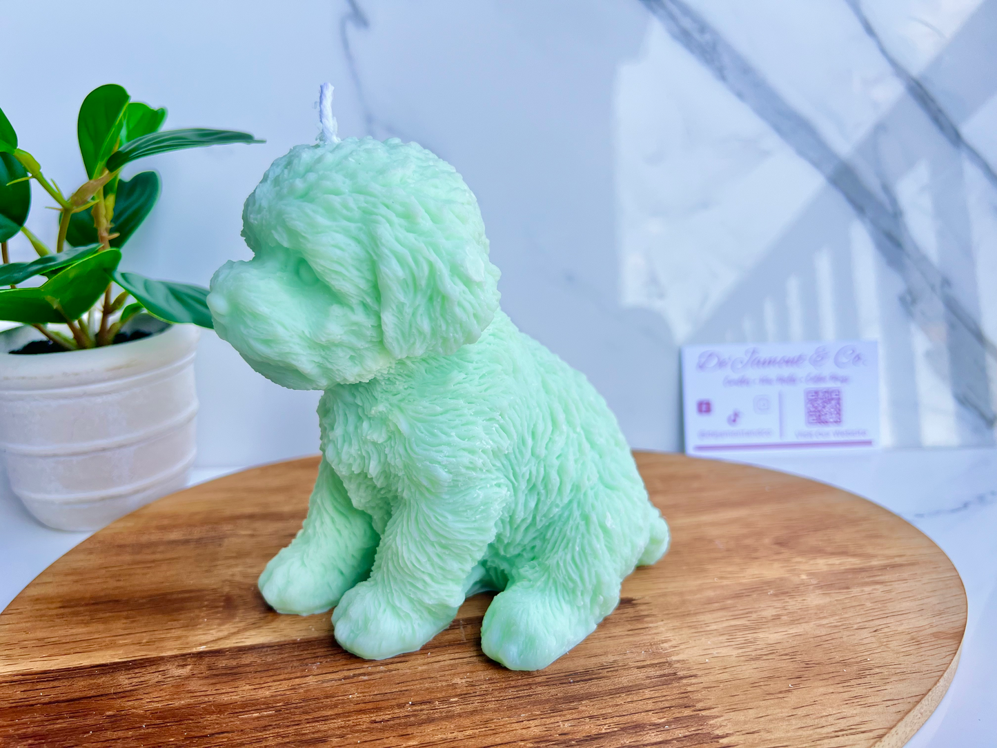 Seafoam Puppy Candle