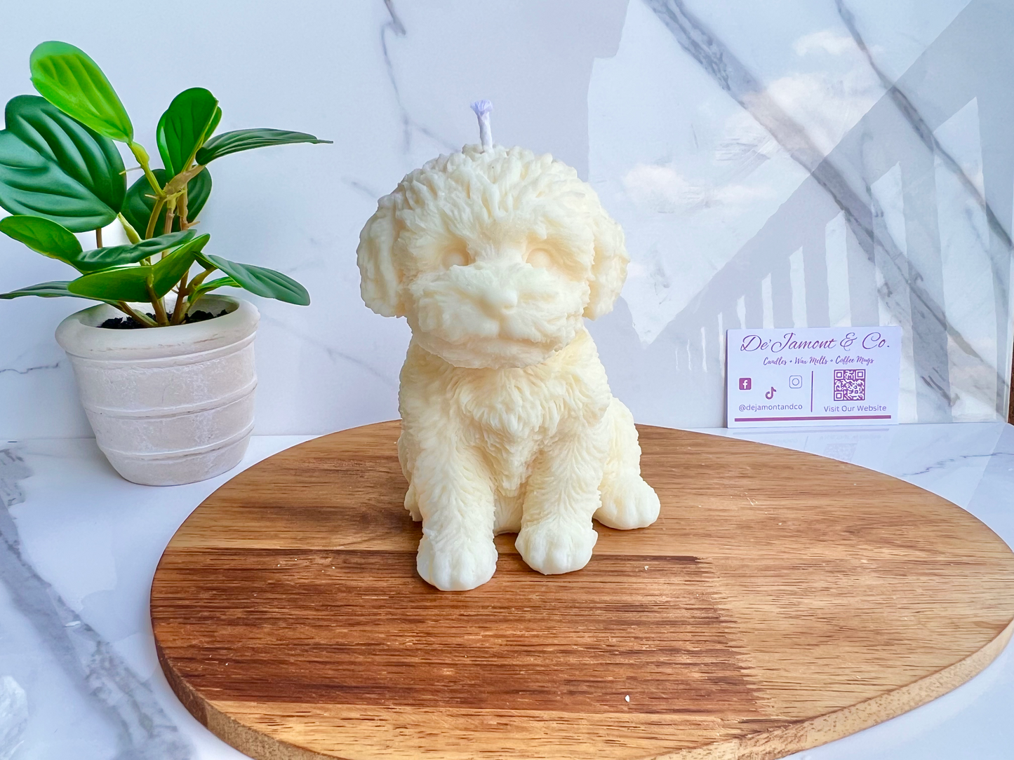 Cream Puppy Candle